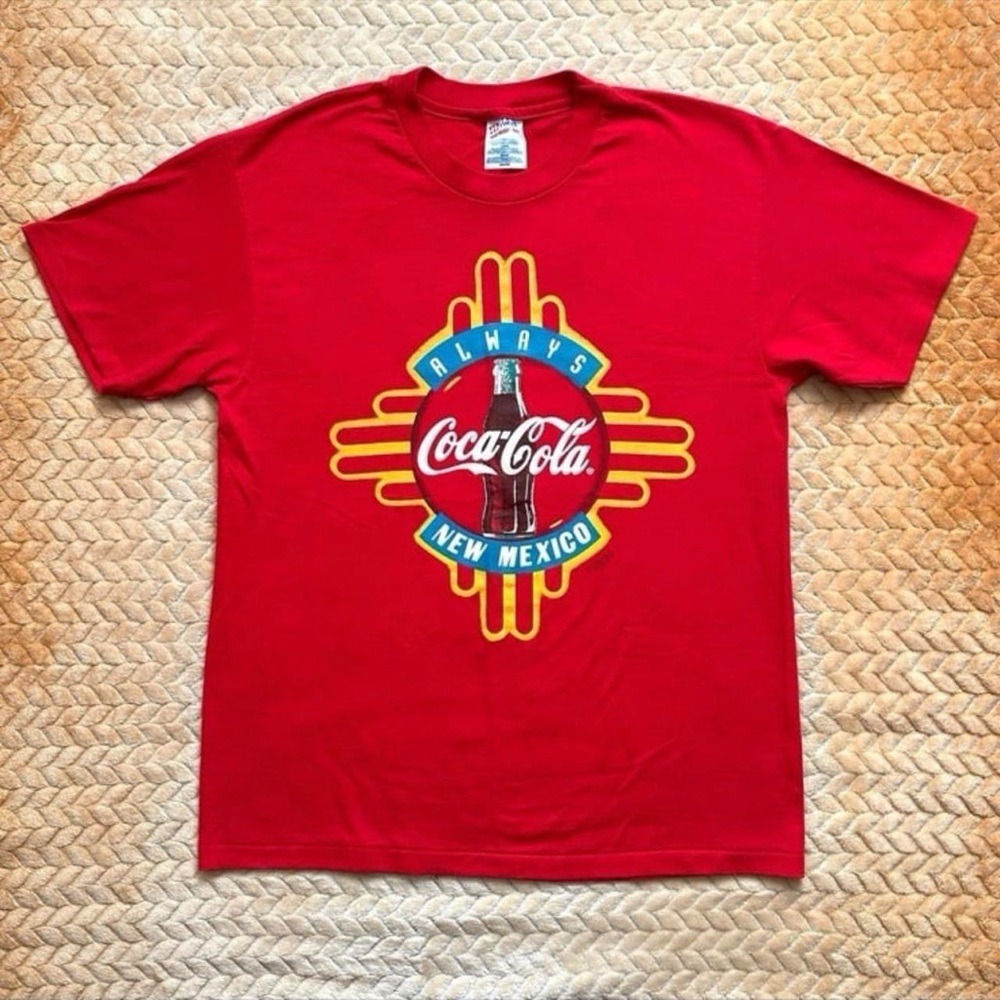 Vintage 1990s Coca-Cola New Mexico Red Graphic T-Shirt L - Picture 2 of 3